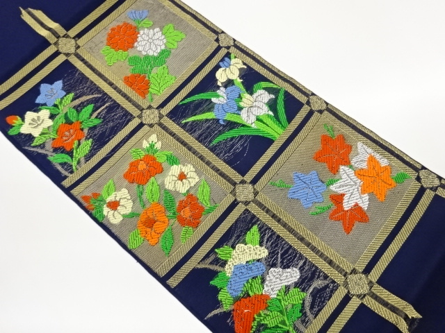 JAPANESE FUKURO OBI FOR SUMMER / WOVEN FLOWERS